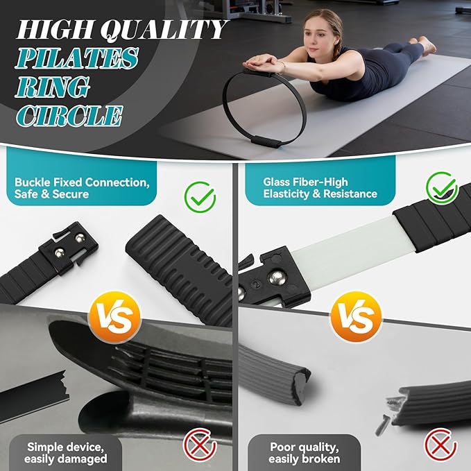 Pilates Ring, Silicone Magic Pilates Rings, Lightweight & Durable Flexible Fitness Circle Exercise Equipment for Toning Arms, Thighs,Legs, Core,Yoga & Physical Therapy