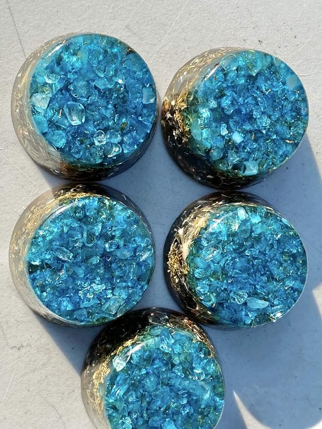 Blue Topaz Orgone Generator Energy Accumulator 528Hz/7.83Hz/Advance Harmonics Many Beautiful Ingredients and Colors!! (Blue Topaz)