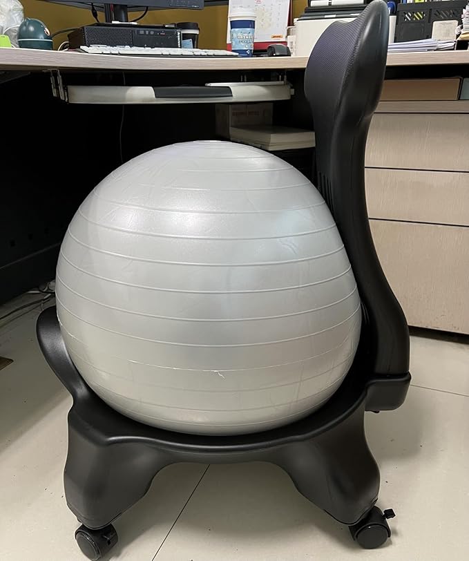 Home Office Ball Chair, Pilates Exercise Yoga Ball Desk Chairs with Ergonomic Chair Back for Improves Back Pain, Core Strengthening Stability Ball Chair