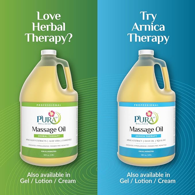 Herbal Therapy 1 Gallon Massage Oil, Aloe Vera, Professional, Massage Therapy, Deep Tissue, Unscented, Hypoallergenic, Natural Ingredients, Skin Hydrating, Moisturizing, Muscle Relief