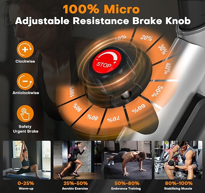 Exercise Bike, Magnetic Resistance Stationary Bikes for Home with App Compatible, Silent Indoor Cycling Bike with 350lbs Weight Capacity Comfortable Seat, Digital Monitor & Phone Mount