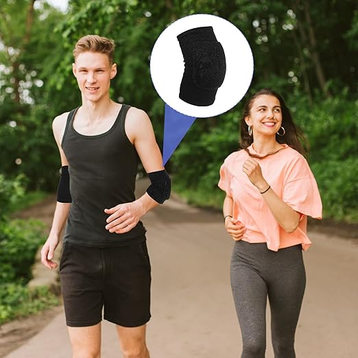 1 Pair Volleyball Elbow Pads, Arm Brace Pads Elbow Protector Strap Support Fitness Arm Protector Compression Breathable with Padded for Men and Women (Black, S, Suitable weight:110-176lb)