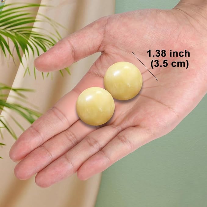 Marble Baoding Balls, Chinese Meditation Stress Relief Balls for Hand Therapy, Manual Massage Exercise,Beige,Small-1.38"