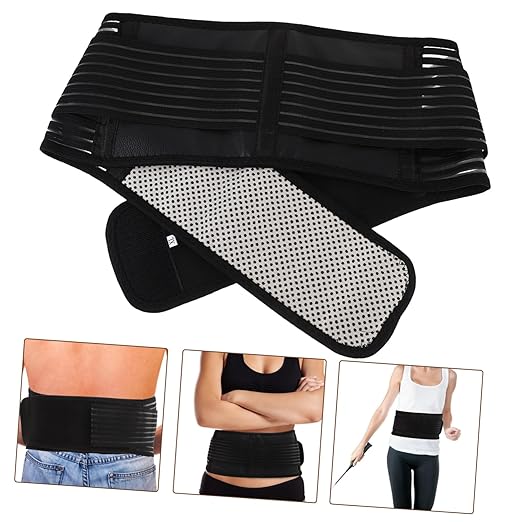 NOLITOY 3pcs Elastic Lumbar Support Magnetic Waist Belt Back Brace Self-heating Support Belt for Men Women Size Xl Double Pull Straps