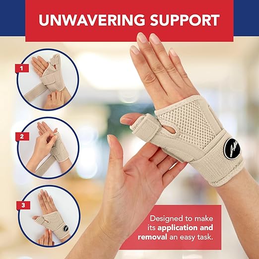 Doctor Developed Ergonomical Thumb Brace Support Right Hand or Left Hand for Arthritis Pain and Support, Thumb Spica Splint for Trigger Thumb, Thumb Stabilizer for Tendonitis, Sprain (Nude /1 Pack)