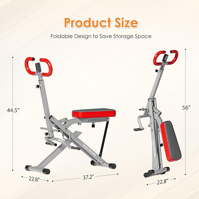 Squat Machine for Home Gym, Squat Rowing Machine with Adjustable Resistance and Optional Full Motion, Squat Assist Trainer for Glutes