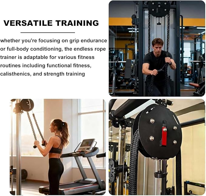 Endless Rope Training Machine, Compact Suspension Rope Climbing Machine, Adjustable Resistance Pulley System, Suitable for Muscle Endurance, Upper Body Training and Aerobic Training.