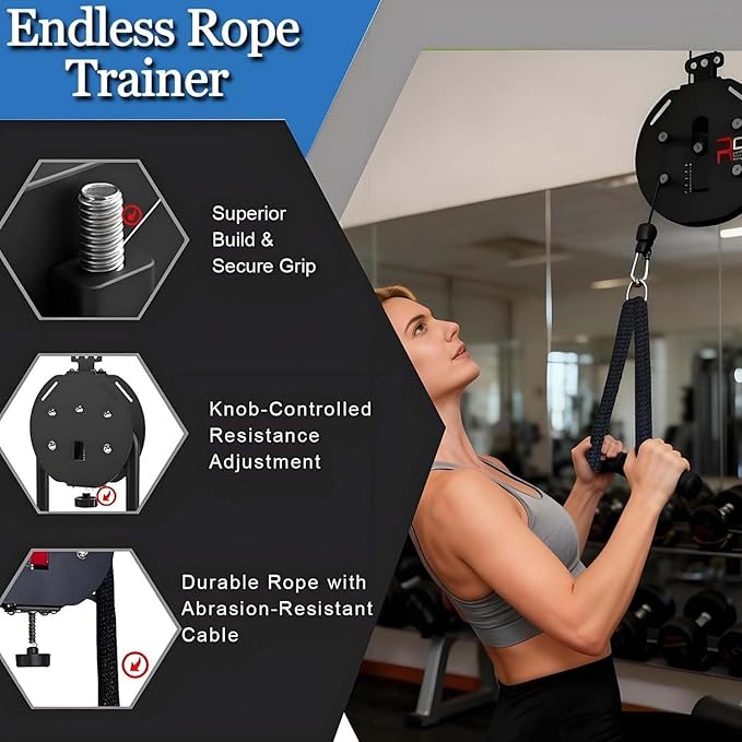 Adjustable Resistance Trainer, Endless Rope Pulley System, Creates A Continuous Loop. Made Nylon Rope, It's Suitable for Full-Body Workouts, Coordination Drills