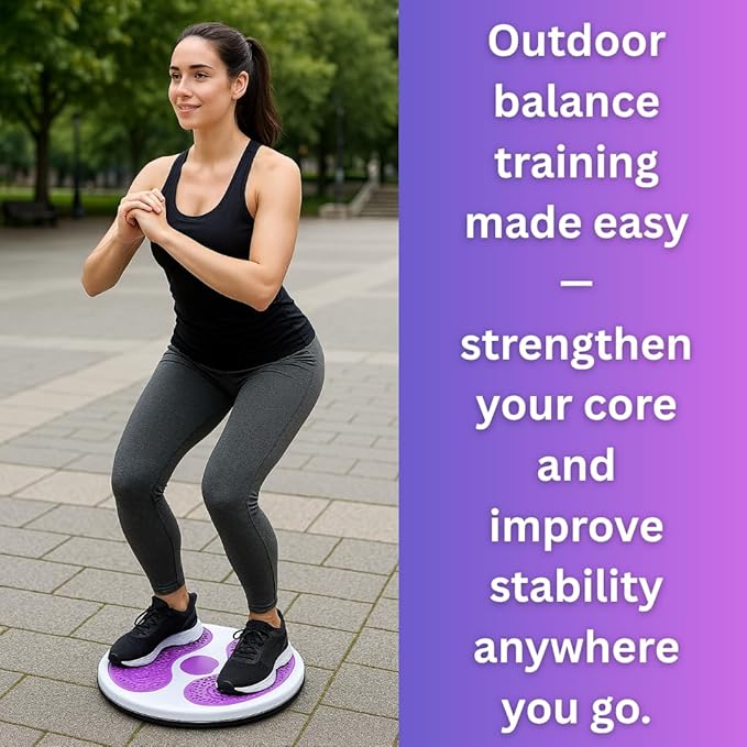 Twist Exercise Board for Core & Abs – 11" Balance Twister Disc with 360° Rotation, Non-Slip Massage Foot Pads, Improves Balance, Flexibility & Posture (Purple)