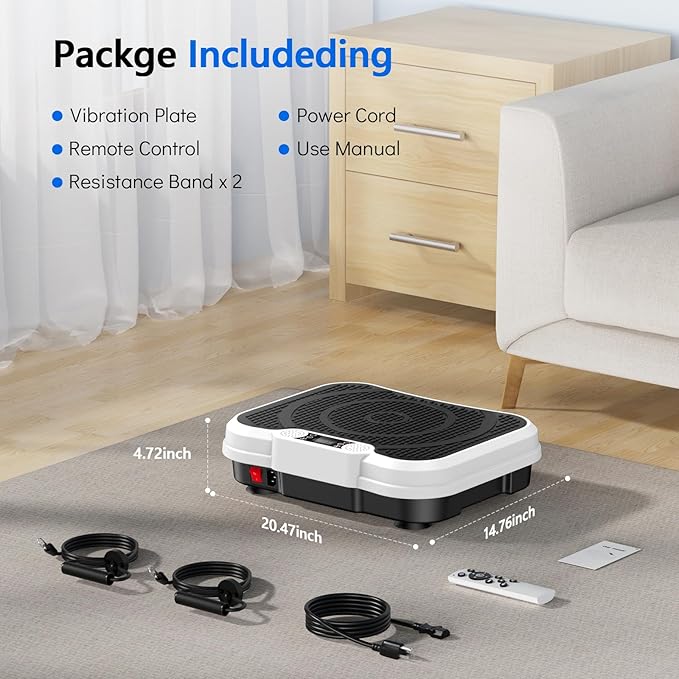 Vibration Plate Exercise Machine, Vibrating Platform for Lymphatic Drainage Weight Loss, 250 Speeds Full Body Workout Vibrated Plates Fitness Platform for Home Women Men