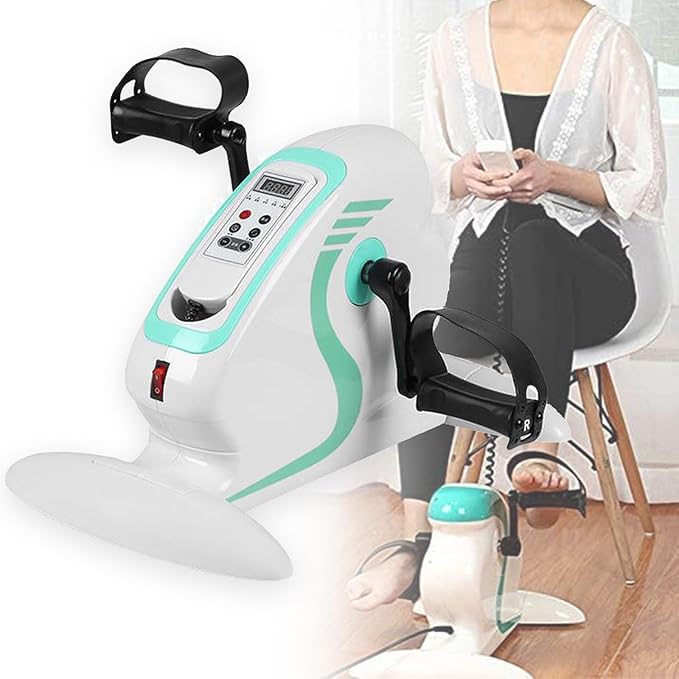Motorized Pedal Exerciser, Mini Electric Pedal Rehabilitation Machine, 12 Levels Speed Adjustment, Portable Fitness Cycle for Arm/Leg Exercise, Seniors Rehab Training