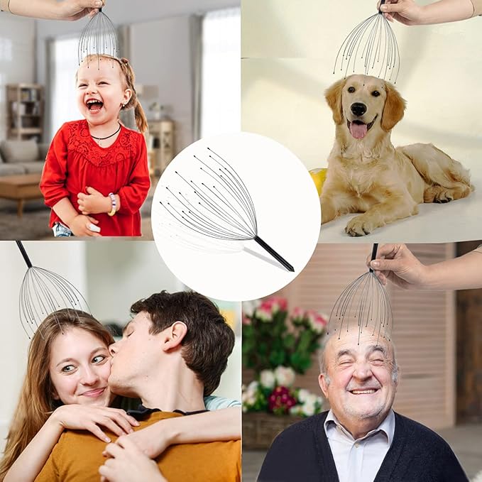 2 Pack Head Massager Scalp Massager 20 Fingers Handheld Scalp Scratcher Head Scratcher Stress Relax for Deep Relaxing, Christmas Gift Stocking Stuffers for Men Women Adults
