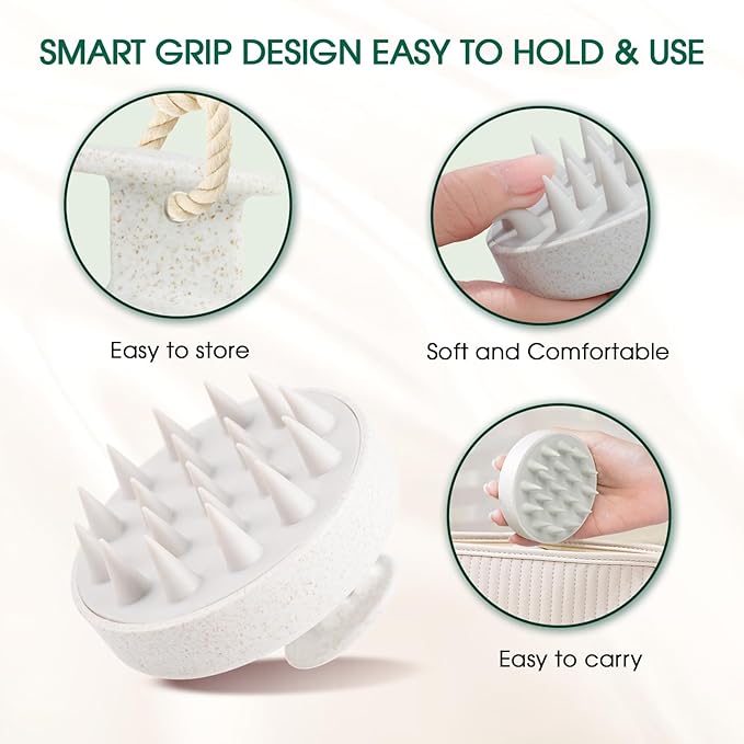 Scalp Massager Brush for Hair Growth – Silicone Scalp Scrubber & Scalp Exfoliator – Manual Scalp Massager Brush for Wet or Dry Use – Hair Massager Scalp Shampoo Brush Tool (Green)