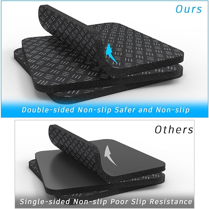 Anti-Slip Equipment Mats for Under Desk Pedal Exerciser 4 Pack 4" x 4" x 0.2" Double-Sided Silicone Pads Durable Floor Protectors for Elliptical Machines Leg Exercisers Treadmills