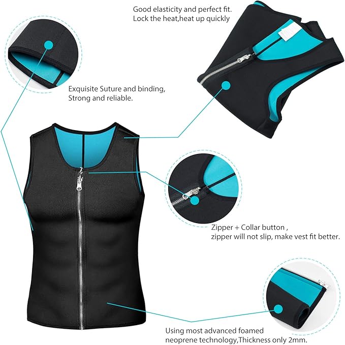Sweat Vest for Men Neoprene Sauna Suit Corset Waist Trainer Workout Tank Tops Weight Loss Body Shaper Shirts