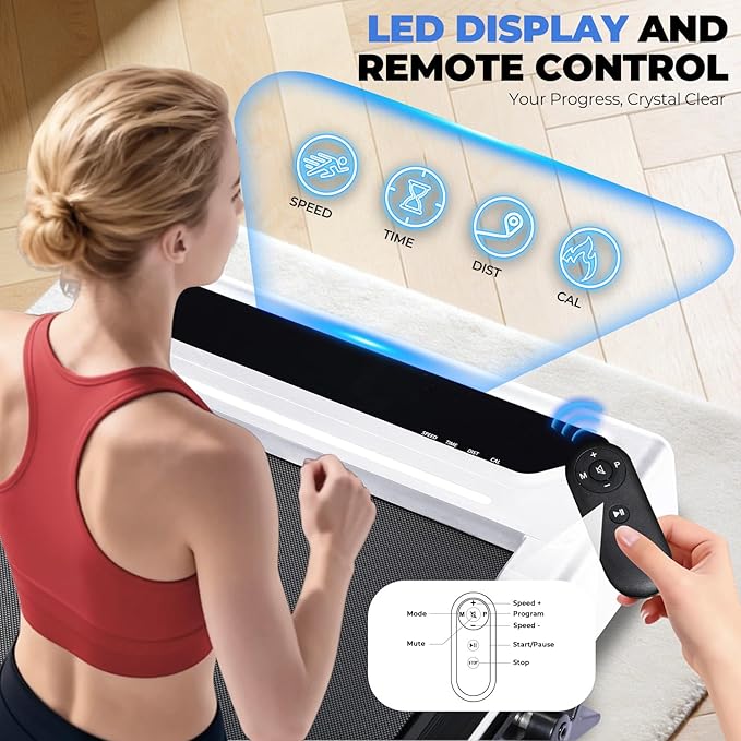 GORISE Walking Pad Treadmill with Adjustable Height Handle Bar and Incline, 3HP Quiet Foldable Under Desk Treadmill, Portable Treadmills for Home 350LBS with Remote Control LED Display