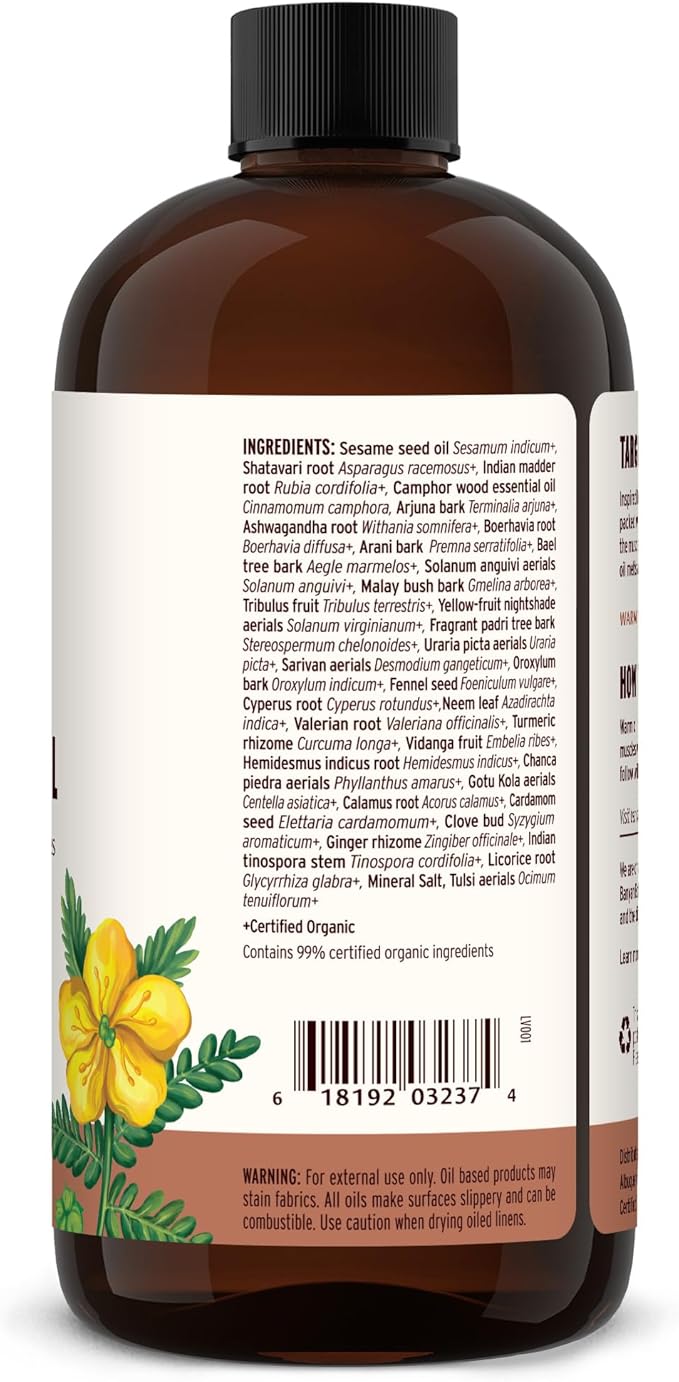 Banyan Botanicals Organic Mahanarayan Oil – Deeply Penetrating Muscle & Joint Recovery Oil – Warming Ayurvedic Massage Oil for Active Mobility & Tissue Resilience – 24 oz – USDA Organic