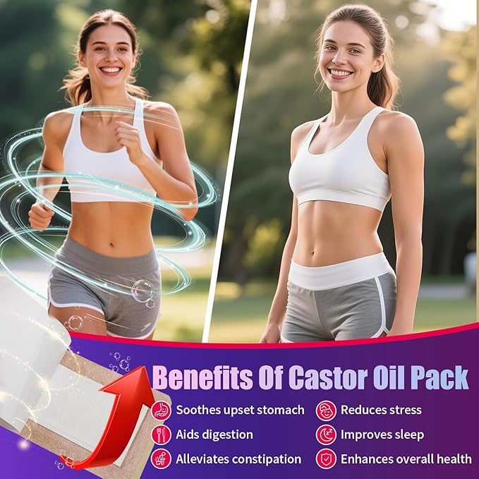 Castor Oil Pack Wrap Patch - Organic Cotton Castor Oil Belly Button Patch, Disposable Self-Adhesive Abdominal Pads, Portable Anti Leakage High Absorbent Patch for Multi-Area Use 15 PCS