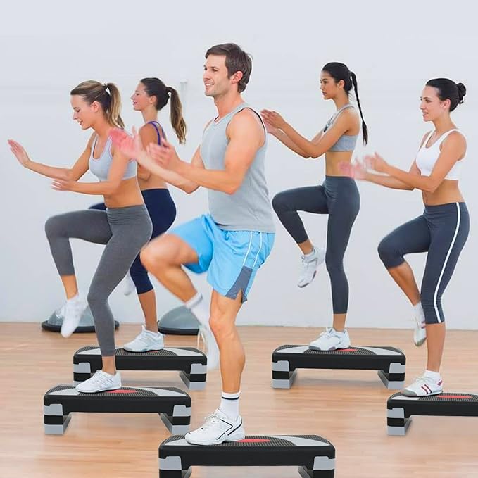 LEMY Adjustable Workout Aerobic Stepper, Exercise Step Platform for Home, Fitness, Gym, Strength Training