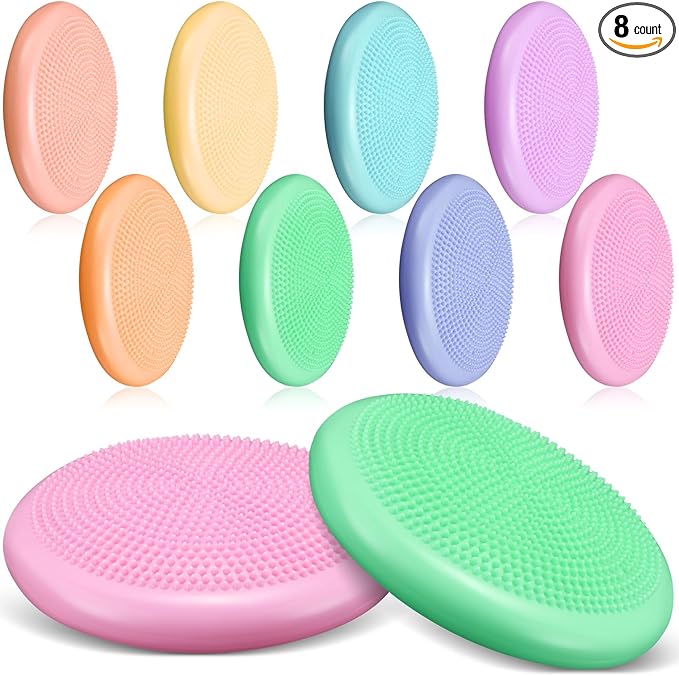 Libima 8 Pcs Wiggle Seat for Sensory Kids Flexible Wobble Cushion Non Slip Balance Disc for Adults Core Strength Physical Exercise Improve Posture School Home Office