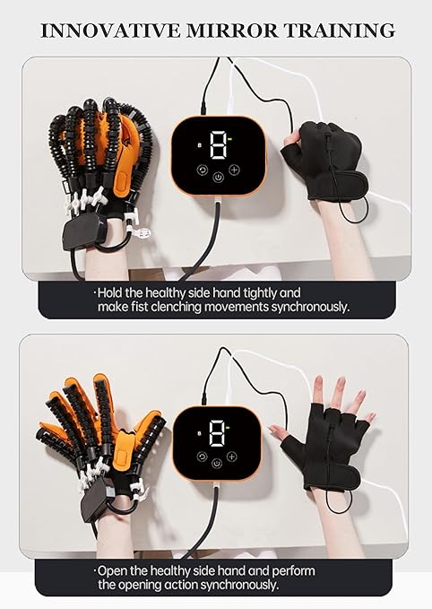 Both Hands Rehabilitation Robot Gloves, 2024 Electric Hand Function Equipment, Stroke Hemiplegia Fingers Recovery Massage Therapy, Finger Robot Rehab Gloves