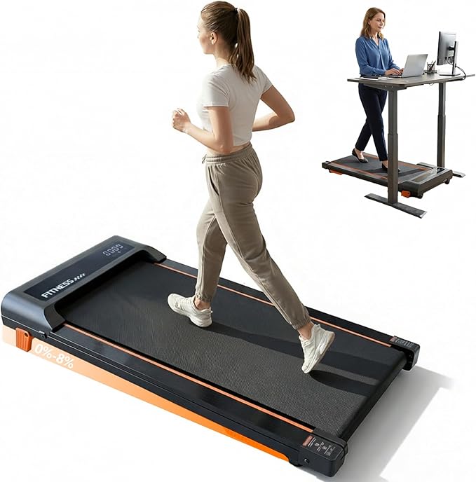Walking Pad, Under Desk Treadmill with Incline for Home Office, Portable Walking Treadmill & Flat Running Machine, Quiet|Compact|2.5HP|300 LBS|Remote Control|LED Display