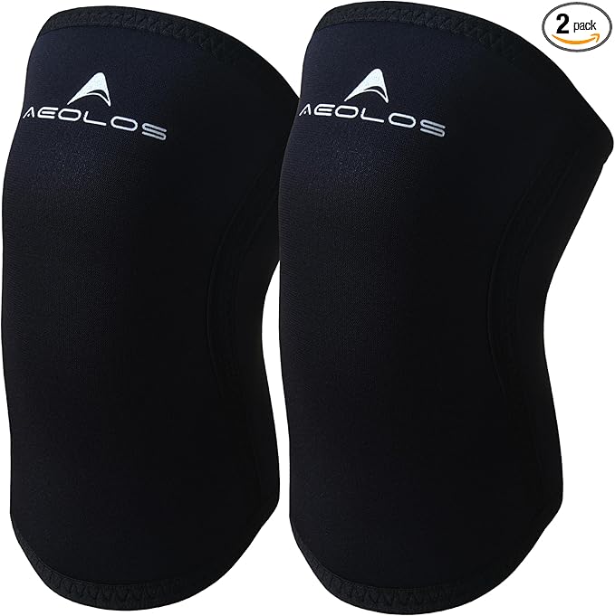 AEOLOS Knee Sleeves (1 Pair)，7mm Compression Knee Braces for Heavy-Lifting,Squats,Gym and Other Sports (22Black4, Medium)