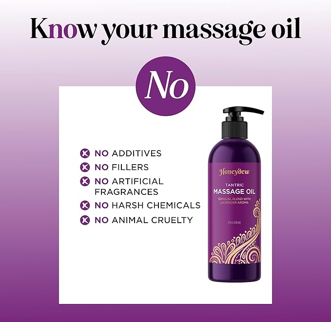 Lavender Massage Oil for Couples Relaxation - Non Greasy Non Staining Irresistibly Silky Full Body Massage Oil for Massage Therapy with Lavender Essential Oil - Therapeutic Grade Non GMO and Vegan