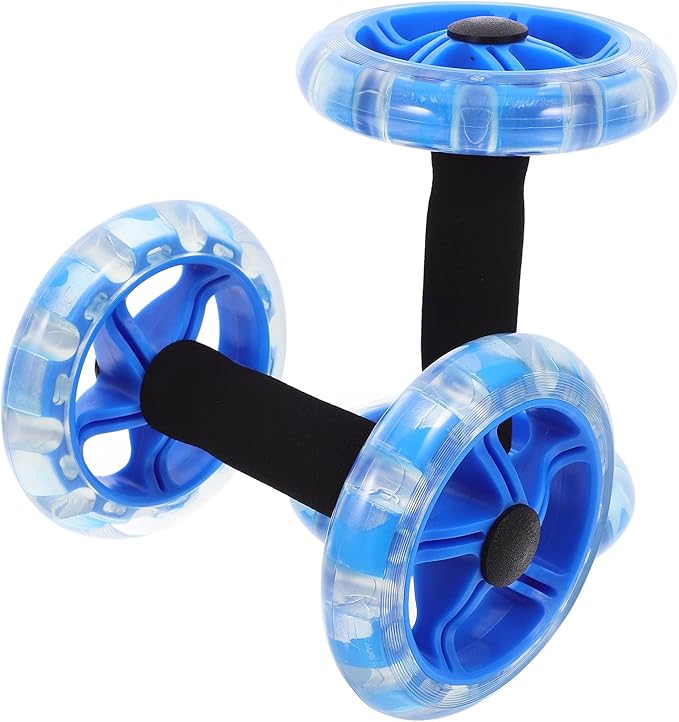 IMIKEYA Twin-wheel Fitness Roller Ab Exercise Wheel Core Trainer for Men Women Blue, Abdominal Muscle Strengthening and Weight Loss Equipment for Home Workout