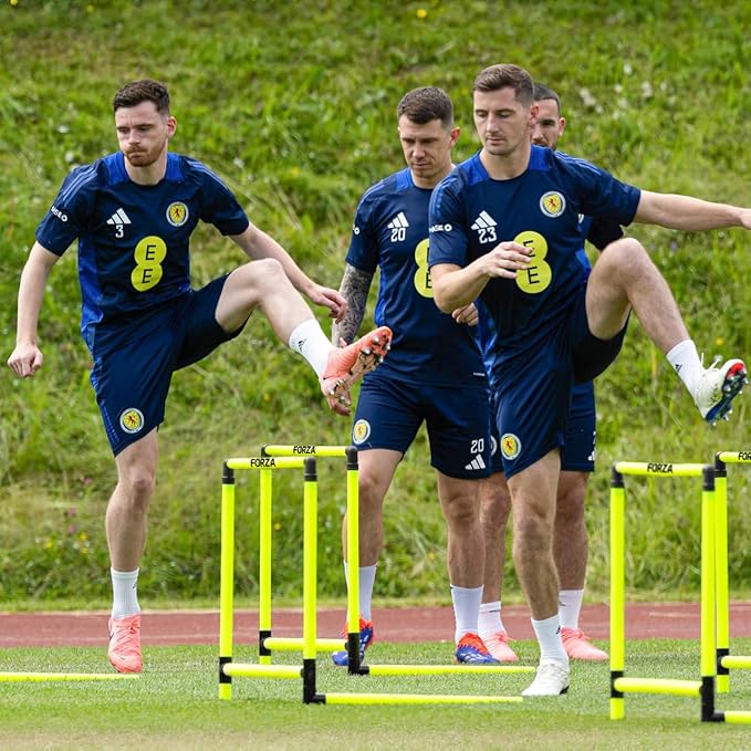 FORZA Weighted Training Hurdles – Adjustable Height 27in to 42in – Set of 5 Speed Hurdles with Folding Legs & 3-Point Base – Durable Agility Hurdles for Football, Track & Sports Training