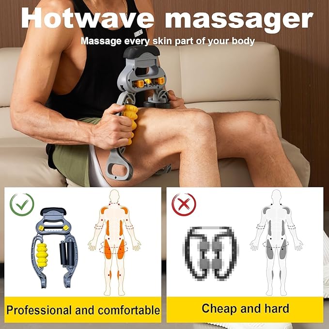 HOTWAVE Tennis Elbow Relief Massager for Leg and Arm, Adjustable Foam Roller, Trigger Point Muscle Roller for Calves&Forearm, Wrist Massager, Tennis&Golfers Elbow Pain Release