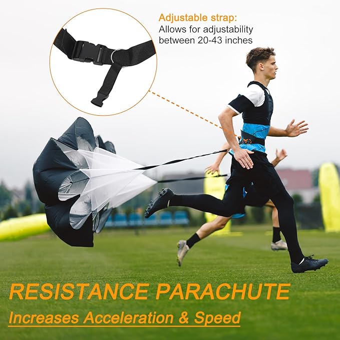 PATIKIL Agility Ladder Speed Training Equipment Soccer with 20Ft Exercise Ladder, Speed Parachute, 10Pcs Soccer Cones for Soccer Football Training, Yellow