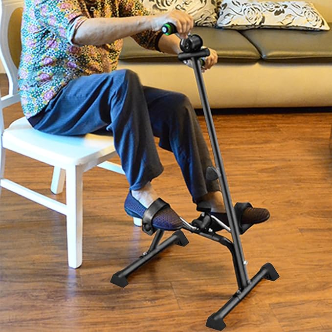 Pedal Exerciser Bike, Elderly Exercise Bike,Hand Arm Leg Knee Peddler, Adjustable Fitness Equipment for Seniors, Elderly Home Pedal Exercise Bike for Total Body Black