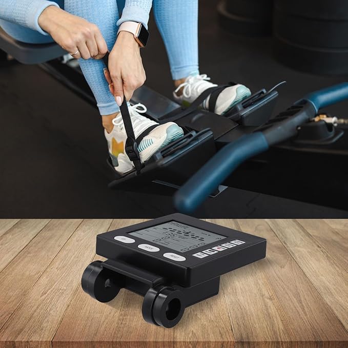 Replacement Rowing Machine Counter Speedometer with LCD Screen, Black Plastic Monitor for Wind Resistance Equipment