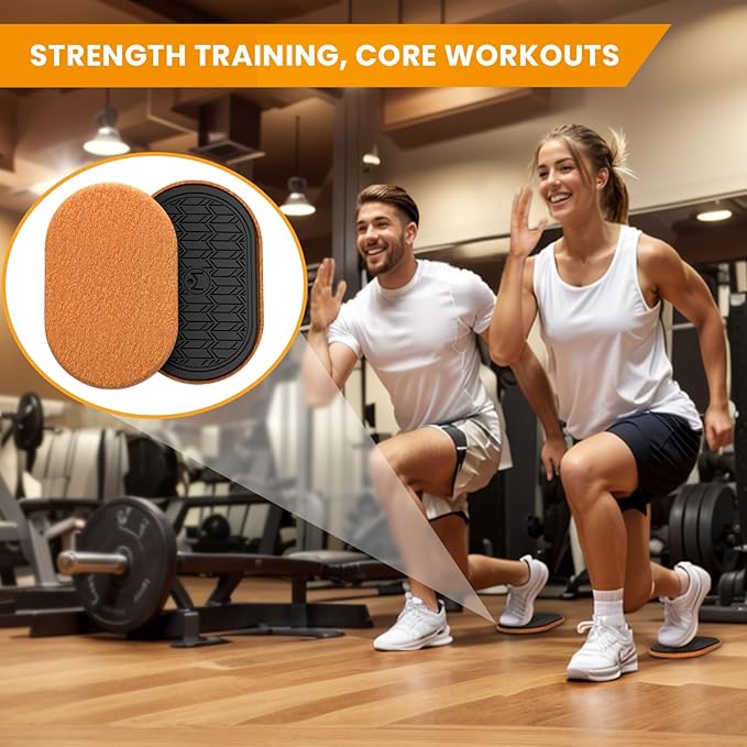 MUYOS Sliders for Working Out, 2 Pairs Exercise Core Sliders – Oval (9-1/2" x 5-3/4") & Round (7"), Sliding Discs for Strength Training, Abdominal & Core Workouts on Hardwood Floors, Protects Floors W