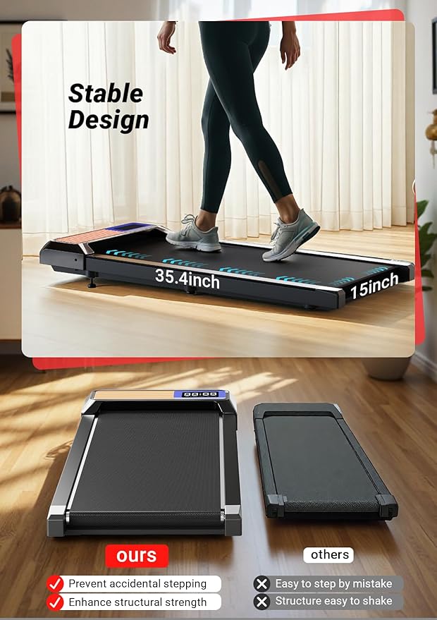Walking Pad Treadmill, Portable Treadmills for Home, 2.5 HP Quiet Under Desk Treadmill with 5% Incline, 265/300 Lbs Capacity, 15" X 35.4" Running Walking Pad, Home Office Walking