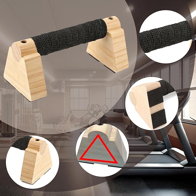 Wooden Parallettes Bars - Professional Solid Wood Push Up Stands for Calisthenics, Handstand & Planche Training at Home Gym, Non-Slip Grips for Wrist Comfort Pushup Handle for Strength Training