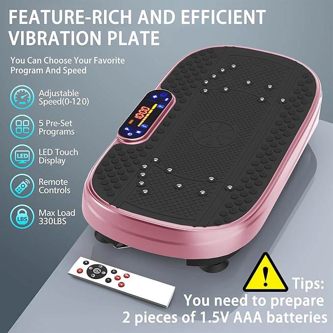 Vibration Plate Fitness Platform Exercise Machine, Vibrating Full Body Workout Vibrate Stand Board with Adjustable Speed for Weight Loss for Women Men