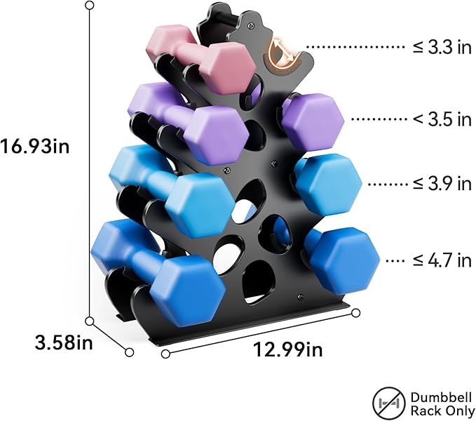 4 Tier Dumbbell Rack, Weight Rack For Home Gym, Dumbbell Stand for Free Weights