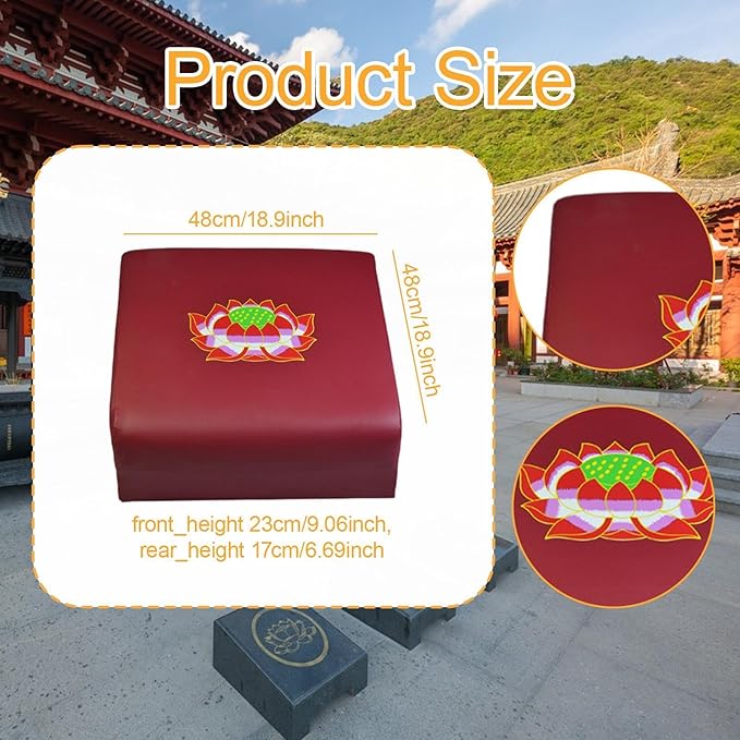 Colaxi Meditation Bench Prayer Cushion for Knees Portable Wooden PU Leather Kneeler Pad Kneeling Stool Meditation Cushion for Indoor