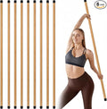 Hiboom 6/9 Pcs 5ft Yoga Stick Natural Bamboo Black Exercise Stick with Non-Slip Rubber Ends Stretching Tool Posture Corrector Stretch Tool for Flexibility, Workout, Balance Fitness