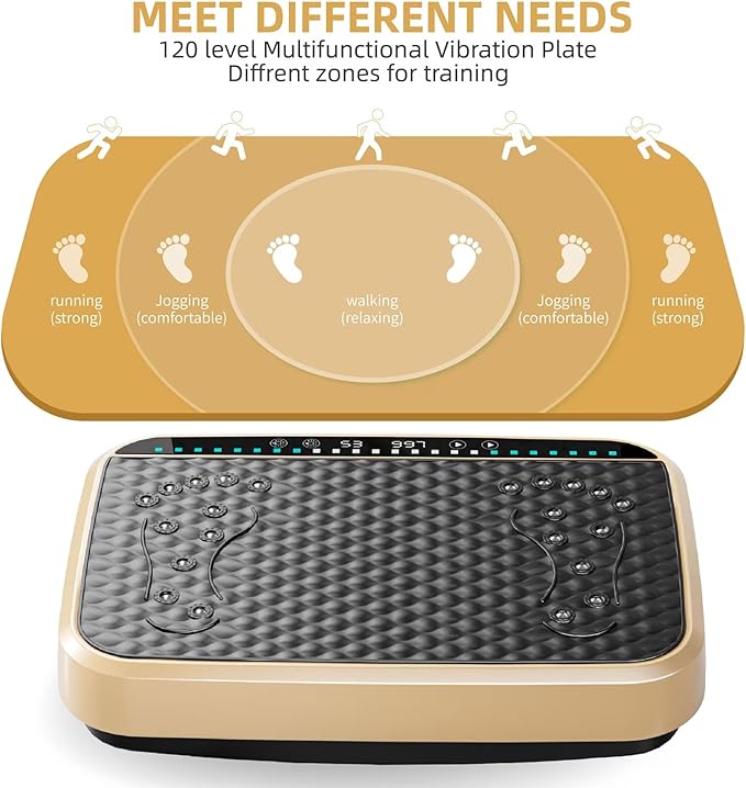 Vibration Plate Machine with Resistance Bands and Remote Control 125 Speed Levels 450LB Capacity Whole Body Oscillating Platform for Home Use