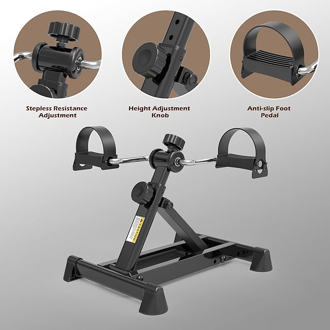 Mini Exercise Bike, Under Desk Bike Pedal Exerciser Portable Foot Cycle Arm & Leg Peddler Machine