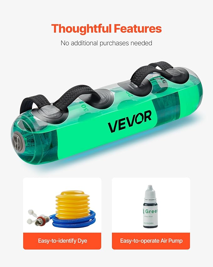 VEVOR Water Weights Aqua Bag, Large Aqua Bags for Workout, Adjustable Portable Stability Fitness & Full Body Exercise Equipment, for Strength Core and Balance Training, Home Gym Exercise, Clear