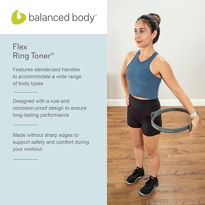 Balanced Body Flex Ring Toner with Handle Pads, Workout Hoop, Pilates Workout Equipment, Pilates Ring Circle for Home Gym or Studio Use