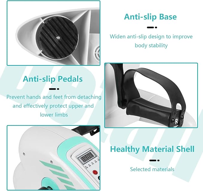 Under Desk Bike Pedal Exerciser, Mini Exercise Peddler with LCD Display, 12 Levels Speed Adjustment, Portable Exercise Pedal Bike for Legs and Arms, White