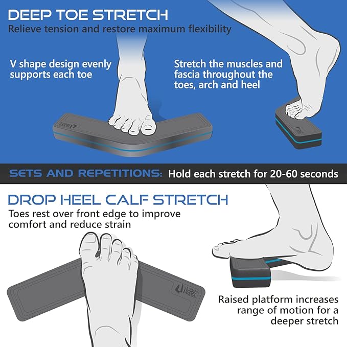 Plantar Fasciitis Relief & Toe Flexibility Exercise Block - Toe Yoga Step by Ultimate Body Press