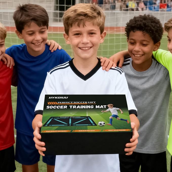 Soccer Training Mat With Instructional Video Improve Strength,Agility And Coordination Soccer Training Equipment For Footwork And Ball Mastery Non-Slip Silent Equipment For All Ages Football Footwork Mat