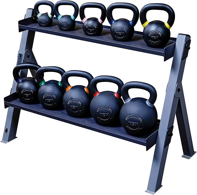 Body-Solid (GDKR100B) 3-Tier Kettlebell Rack - Compact, Durable Kettlebells Weight Stand for Home Gym, Fits 5-80 lb. Kettle bells