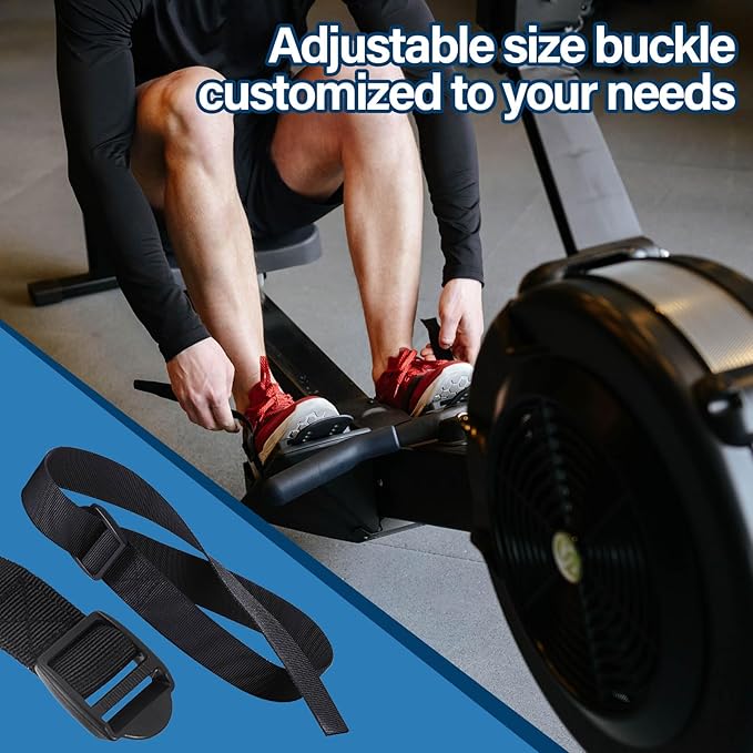 Rowing Machine Adjustable Foot Straps Compatible With Concept 2 Rower Fitness, 4 Pack Replacement Reusable Straps